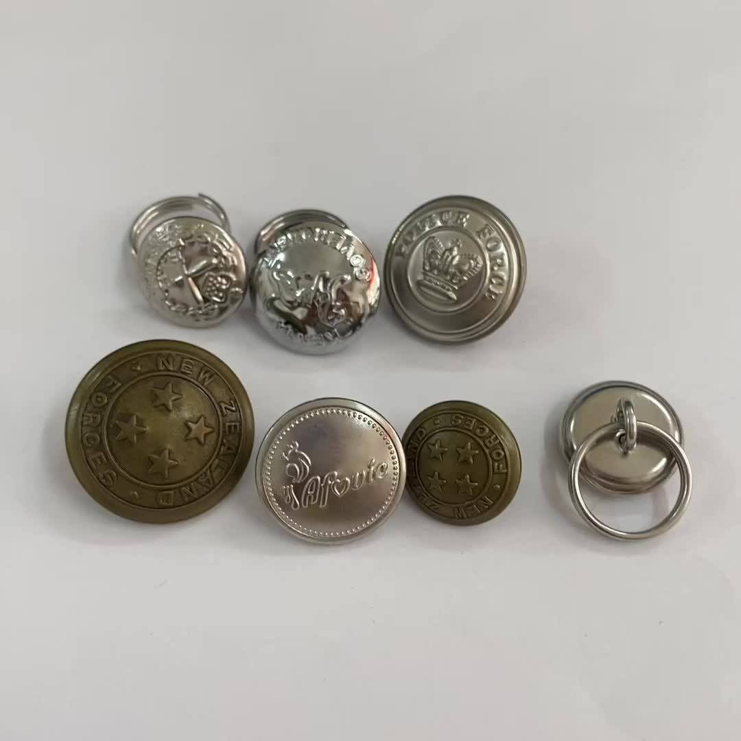 Metal Custom Brass Button With Embossed Logo Solid Brass Shank Button