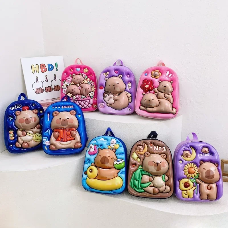 New Cute Cartoon Children's Hard Shell Bag 3D Three-dimensional Kindergarten Schoolbag Cute Kappibala Children's Backpack