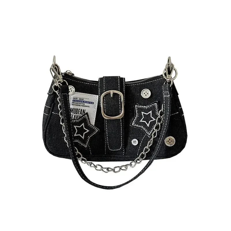 StarCowboy Underarm Bag New Fashion Trend Niche Design Crescent Bag Canvas Handbag Chain Bag