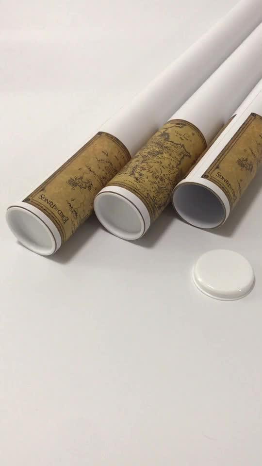 2mm Thickness Cardboard Poster Tube With Plastic Caps Accept Customized