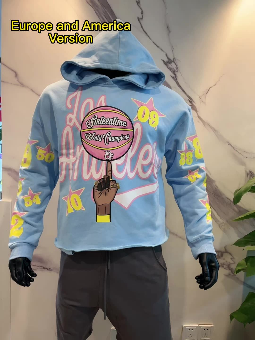 Custom Cotton Puff Print Cut Raw Hem Edge Women Jogging Suits Jogger