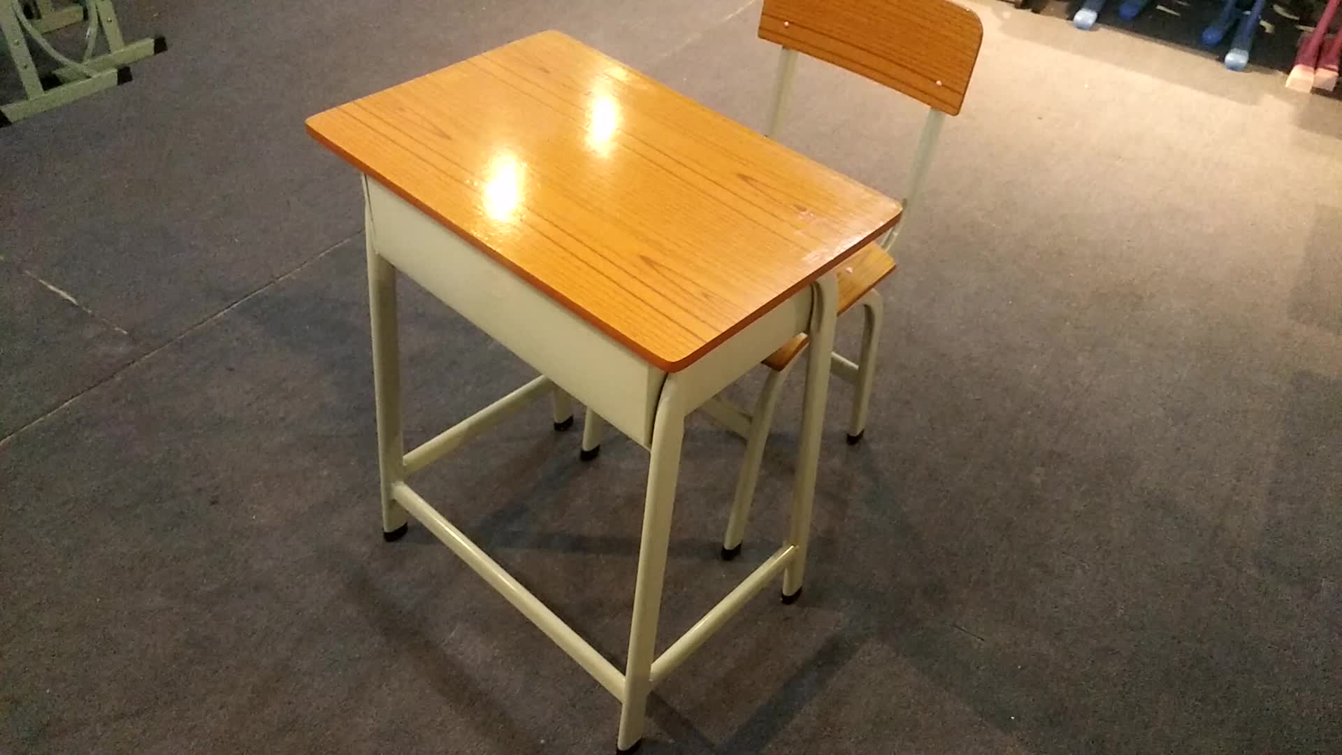 Movable Metal Frame School Desk With Chair Student Learning Desk With