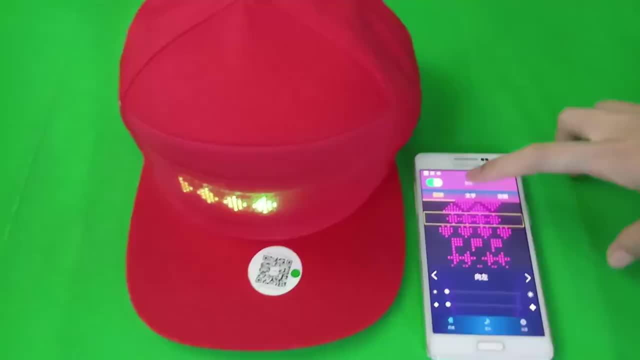 Remote Control Bluetooth Baseball Cap With Led Text Led Display Screen