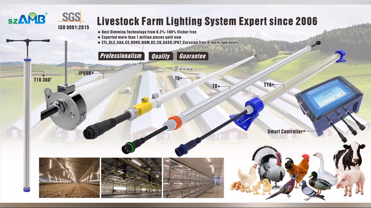 6pcb Design 360 Degree Viewing Angle Led Tube Poultry Farm Light