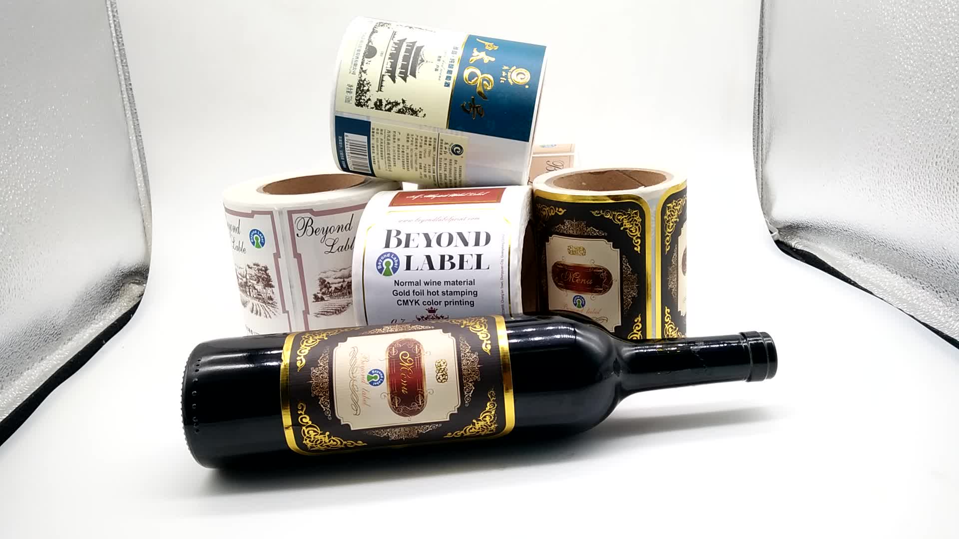 Custom Wine Product Roll Self Adhesive Logo Embossed Foil Textured