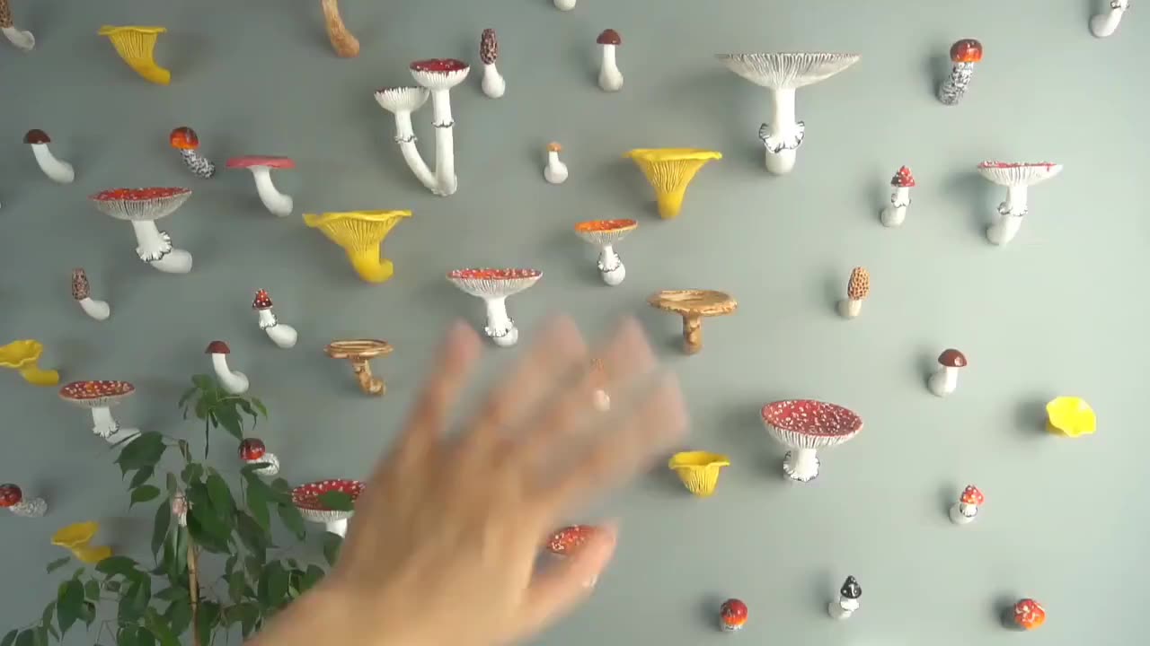 Mushroom Floating Shelf Wall Decor Hanging Crystal Shelf Candle Holders Resin Cute Mushroom Wall