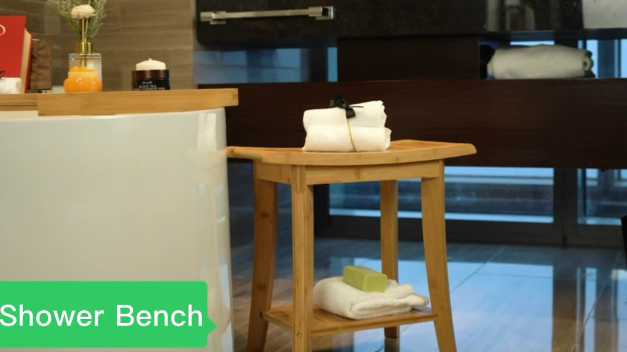Organizador De Bano Teak Bamboo Wooden Shower Bench Seat Bath Step
