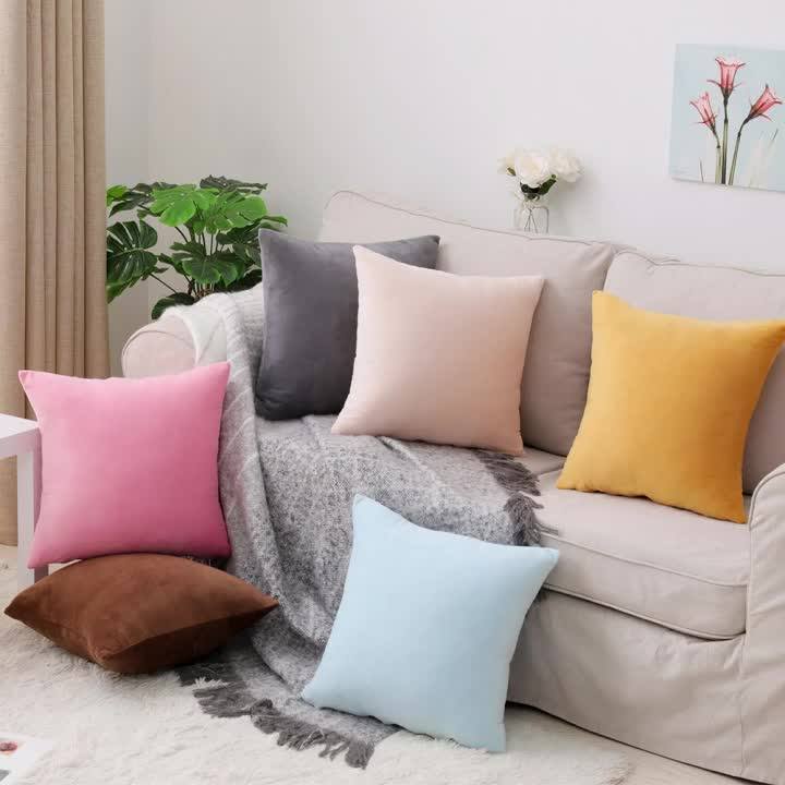 Top Seller Square Solid Color Woven Velour Velvet Plush Cushion Covers Throw Pillow Cover