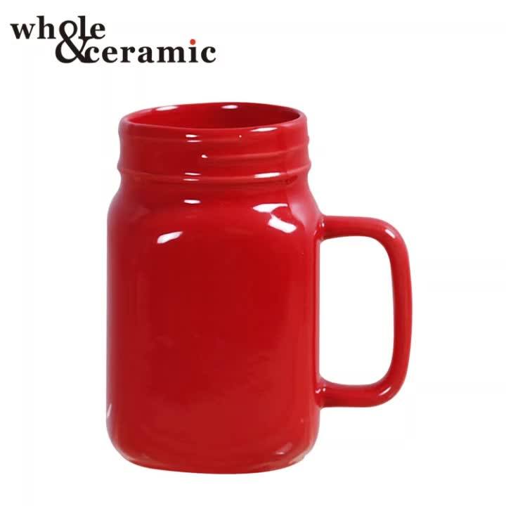 Stoneware Ceramic Type Mason Jar Mug Drinkware Enamel Milk Coffee Cup With Spoon And Lid Buy