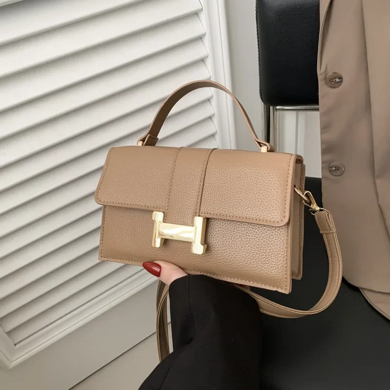 Women's Textile Solid Color Handbag 2024 Spring New All-match Ins Shoulder Crossbody Bag Korean Style Small Square Bag for Women