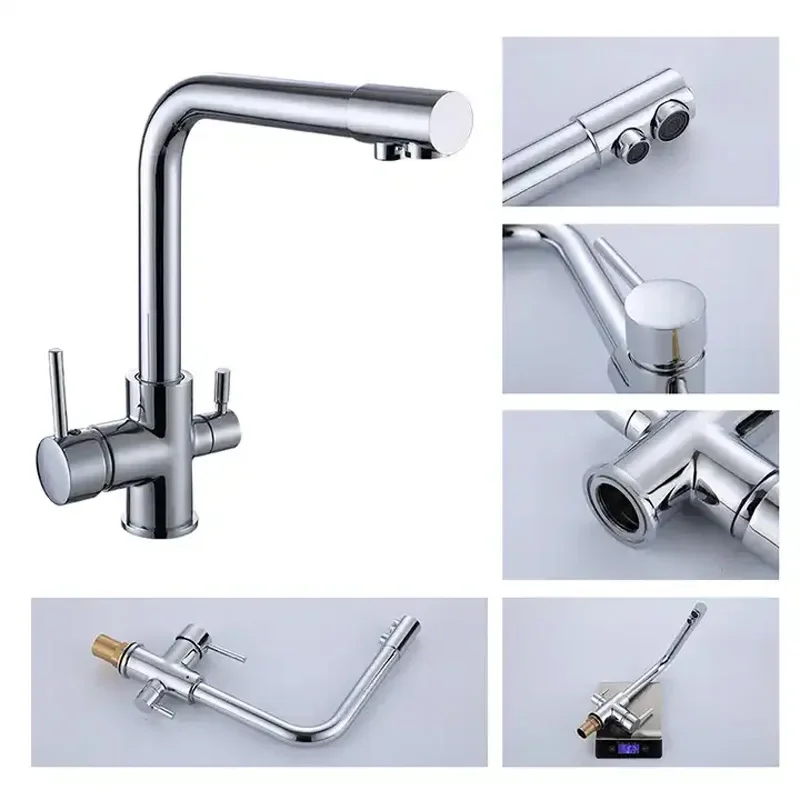 all-bronze three-in-one water faucet Sanwater kitchen kitchen pure water direct drinking cold and cold water purifier water faucet