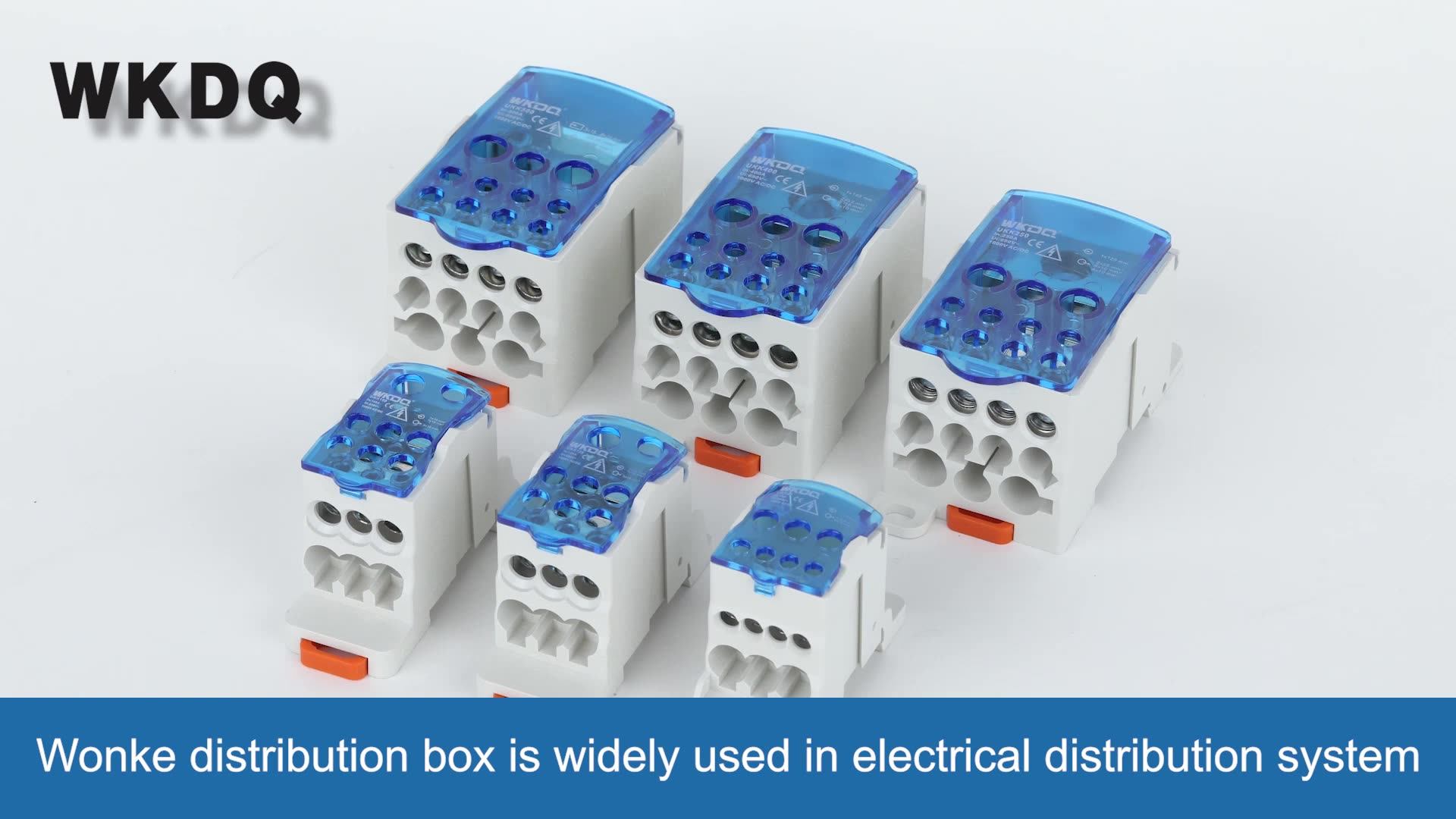 Lwuey UKK 80A Din Rail Distribution Box, Terminal Type Block Power Junction Box Universal Electric Wire Connector Transparent Cover Insulation Performance for Electricity High Voltage Cabinets
