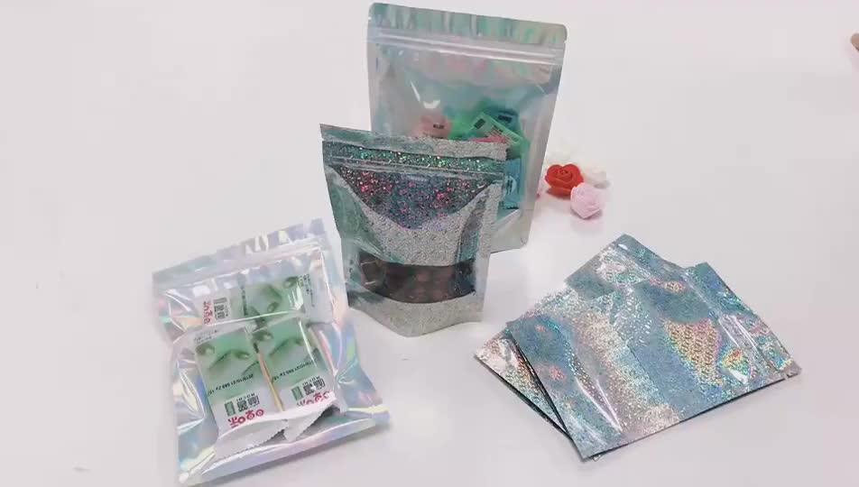 Black Metallic Foil Airtight Bags Resealable Smell Proof Bags Clear Zip