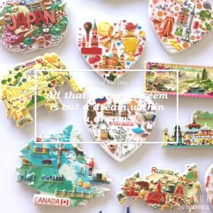 Custom Promotional 3d Polyresin Resin Fridge Customized Country