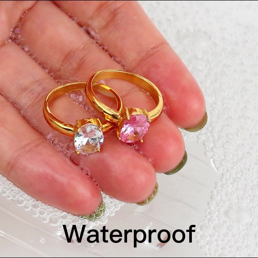 Trendy Fashion Diamond Jewelry Zircon Stainless Steel Wedding Rings 18k