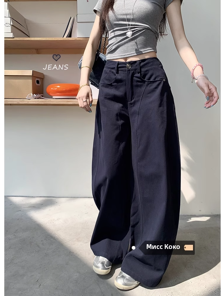 可可里小姐弯刀裤子韩系高腰休闲裤秋季新款宽松辣酷风阔腿长裤女