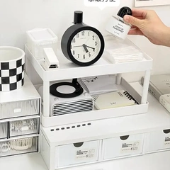 Double-layer shelf desk storage rack dormitory study desk stationery organizer office ins style minimalist storage box