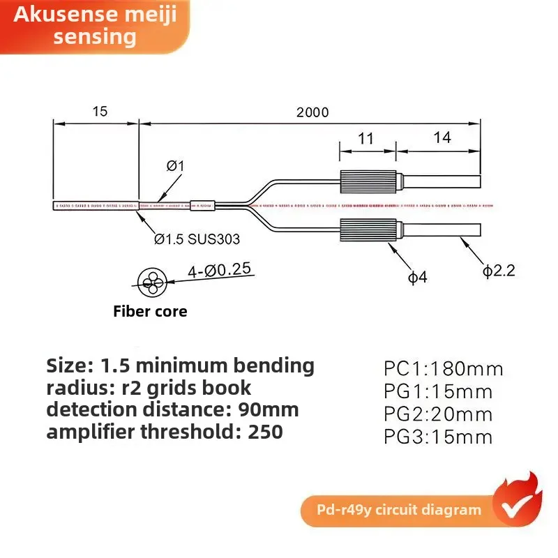 Meiji Optical Fiber Line A amplifier Optical Permanent Performance Sensor Connection M3 M4 M6 probe induction cable