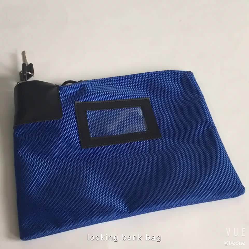 Custom Waterproof Nylon Locking Bank Bag Zippered Security Money Bag