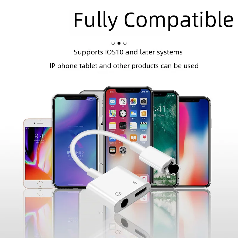 Apple, совместимые наушники, адаптерный кабель зарядки, iPhone, 2 в 1