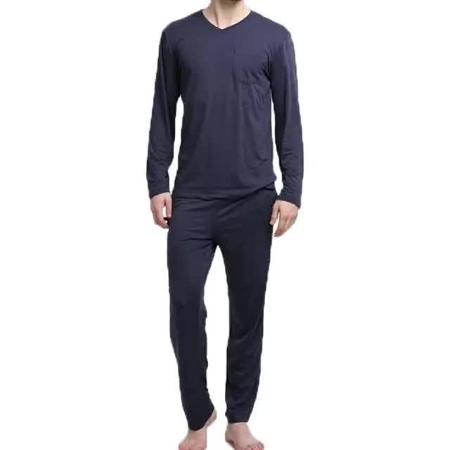 Men's Bamboo Jersey Solid Color Sleepwear Pajamas Pants Sets For Men