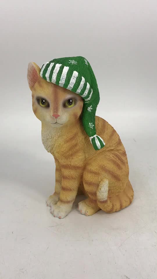 Polyresin Orange Outdoor Solar Lighted Christmas Cat Statue Buy Cat