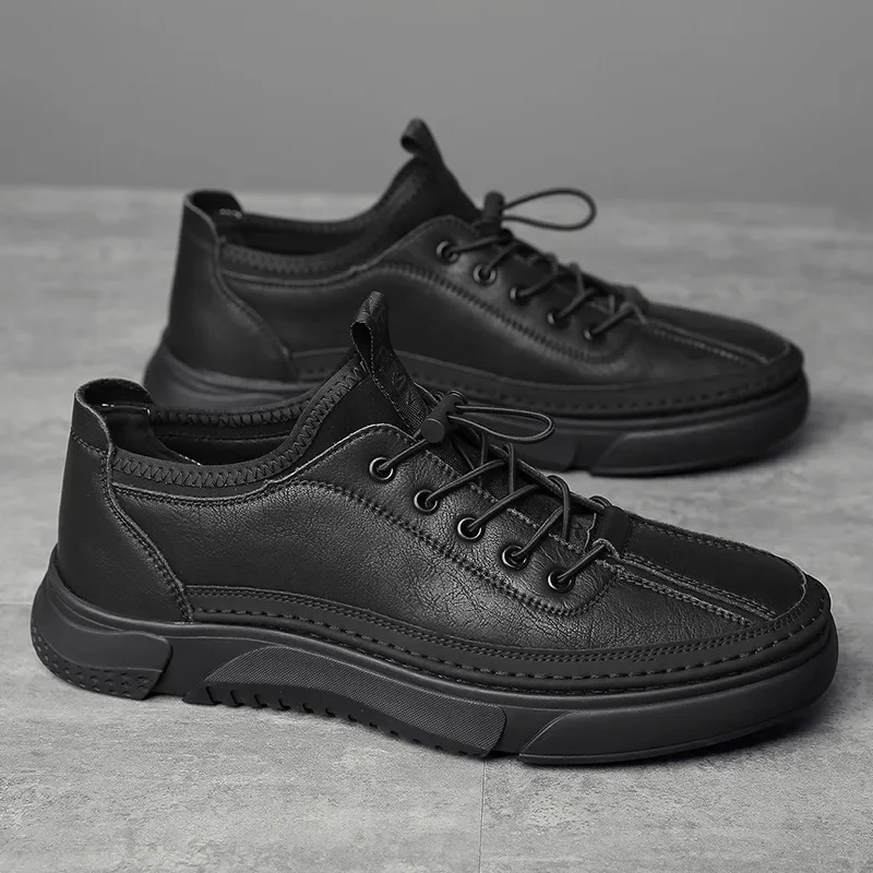 Men's summer shoes for leisure for leather shoes, trend sports fleece sneakers, genuine leather