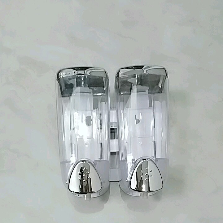 Wall Mount Chromed Plastic Double Manual Liquid Soap Dispenser Shower
