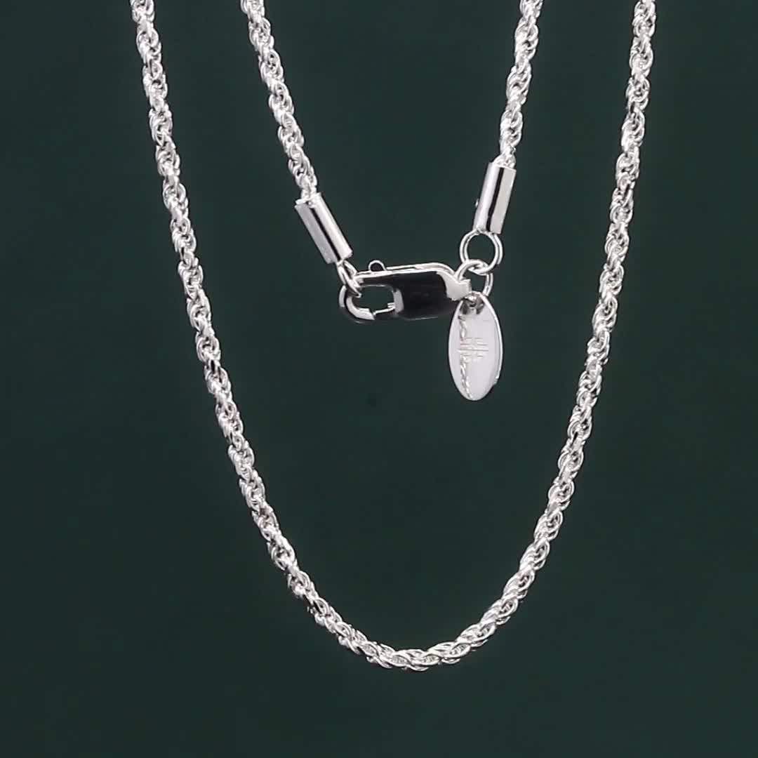 Krkc&co 3mm 22inch White Gold Hip Hop Jewelry Rope Chain Twist Rope