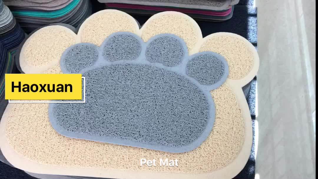 Paw Shape Pet Dog Puppy Bowl Placemat Pvc Cat Litter Box Mat Plastic