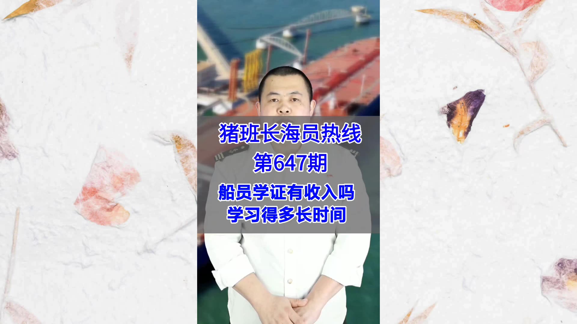【猪班长海员热线_第647期】船员学证有收入吗？学习得多长时间
