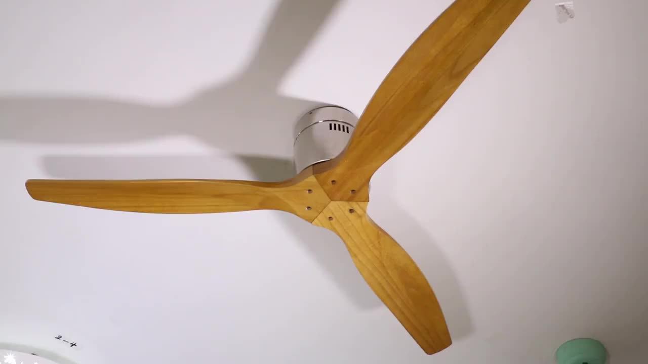 Modern Decorative 52inch Electric Solid Wood Blades Ceiling Fan With