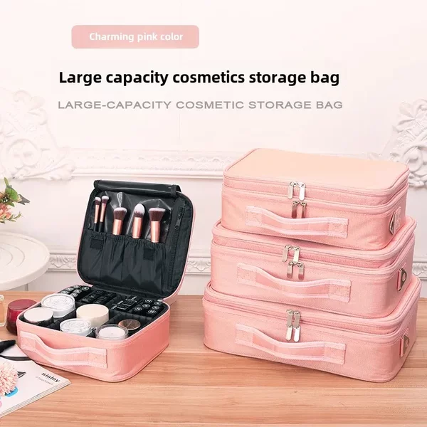 Cosmetic Bag, Three-Layer Waterproof Essential Oil Bag, Cosmetics Partitioned Storage Bag, Portable Partition Tool Box, Waterproof and Shockproof