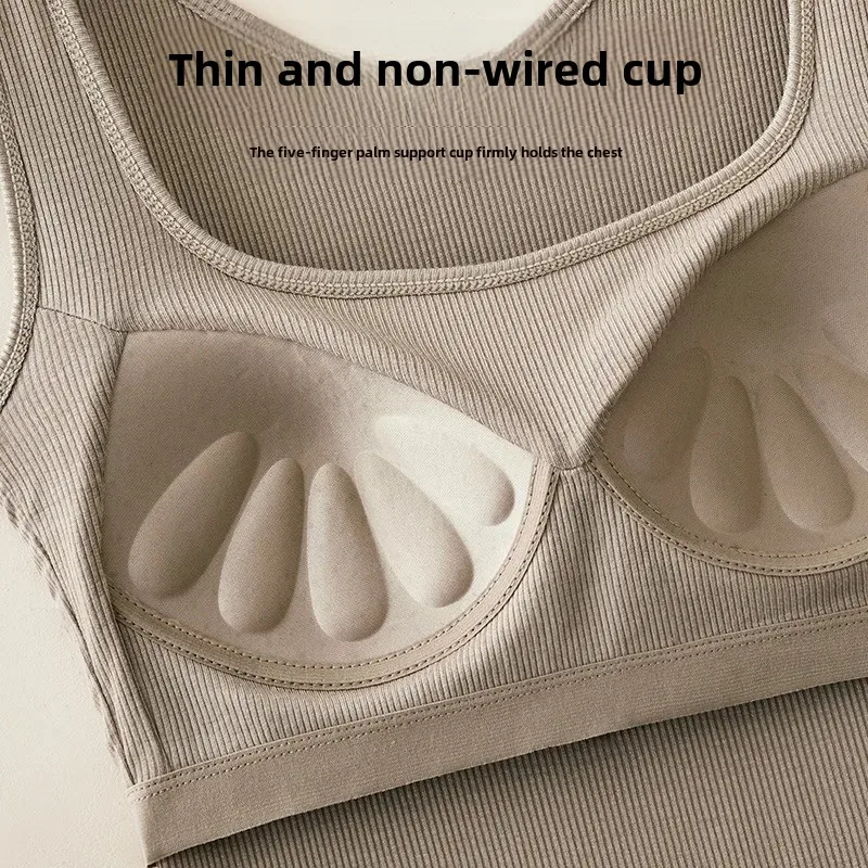 Women's underwire camisole with bra cups, suitable for summer outerwear, beautiful back design, one-piece bralette, square neckline, sleeveless basic top