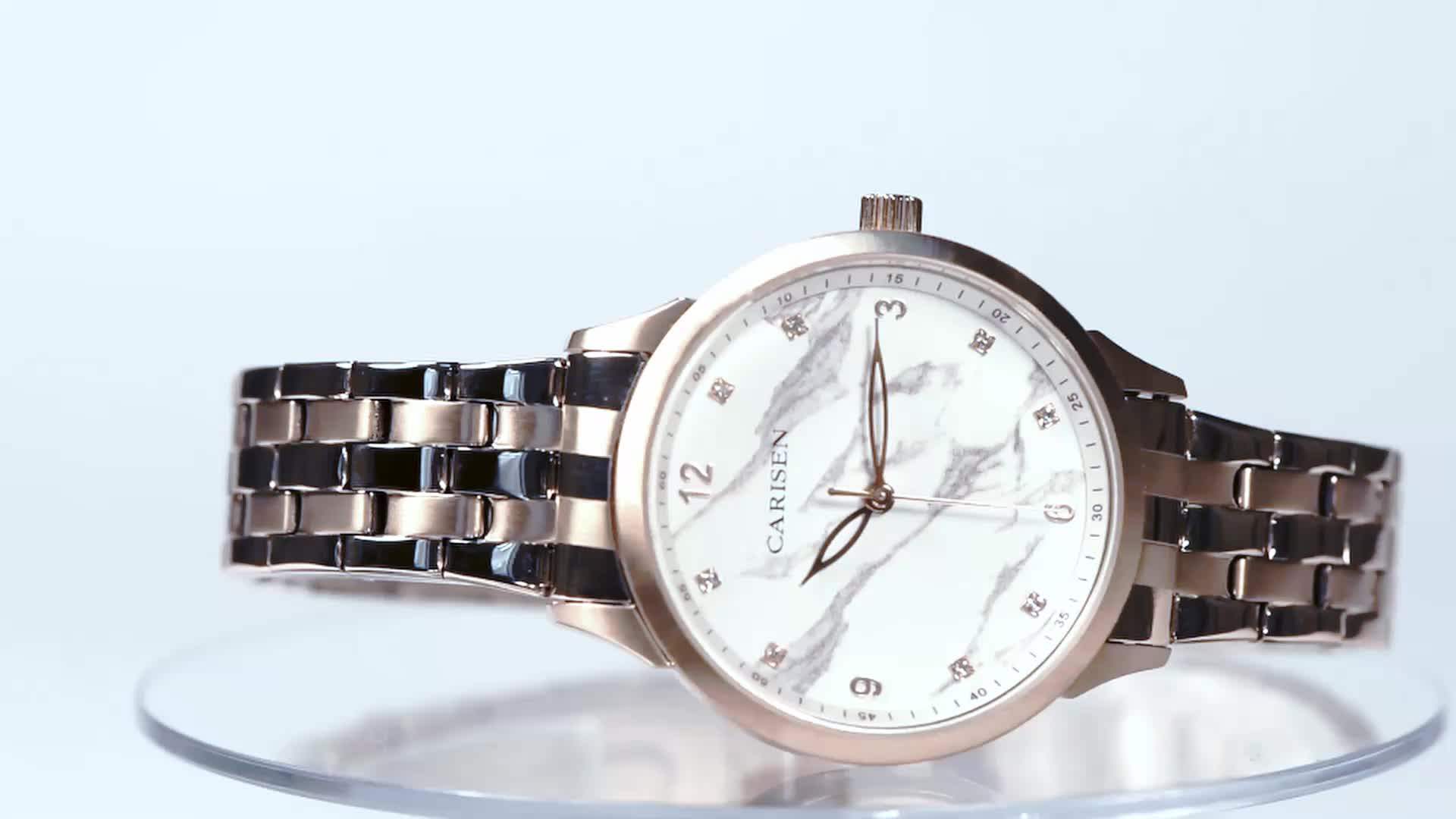 Oem Factory Marble Dial Water Resistant Stainless Band Steel Bracelet