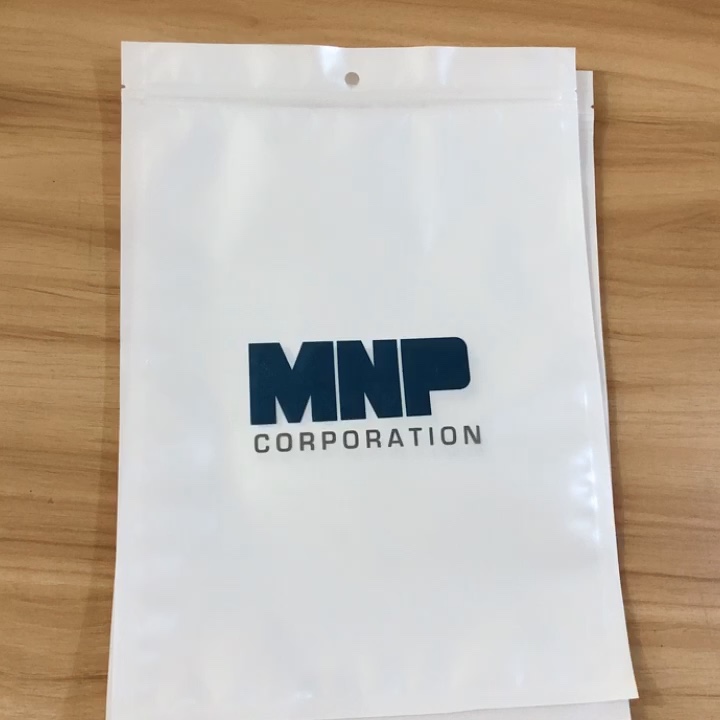 Custom Logo Print Clear Front White Back Seal Grip Ziplock Plastic Bag