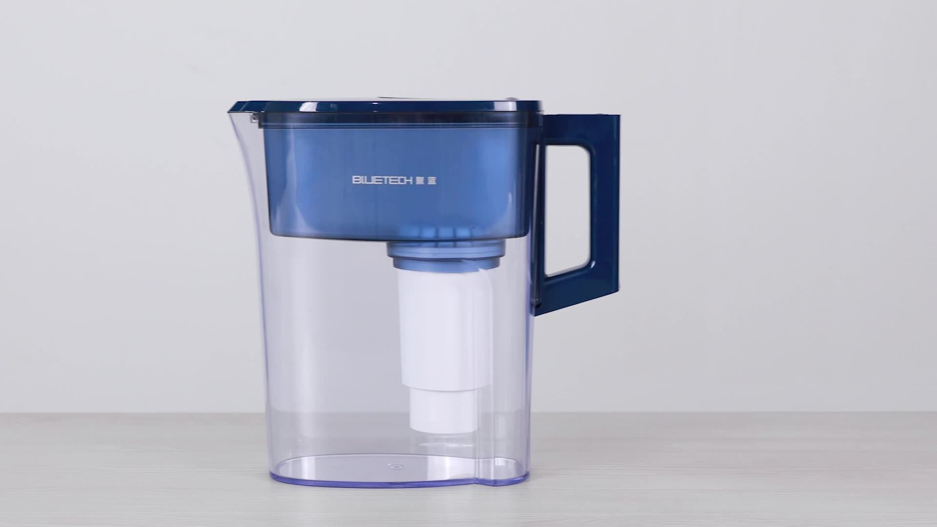 2021 Hot Selling Bluetech Bpa Free Plastic Water Filtration Pitcher Water Purifier Jug Water