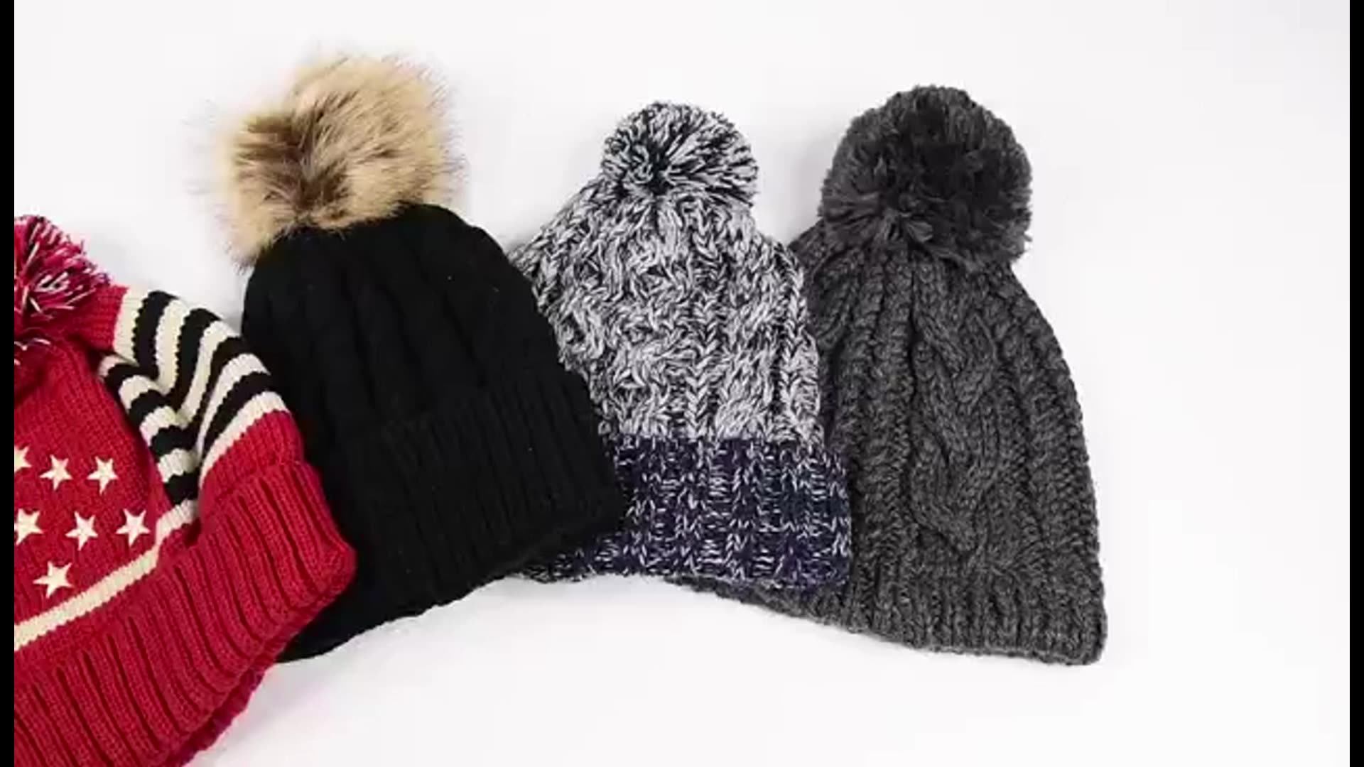 Wholesale Slouch Knitted Stripped Footy Toque Hat Sports Custom Pom Pom