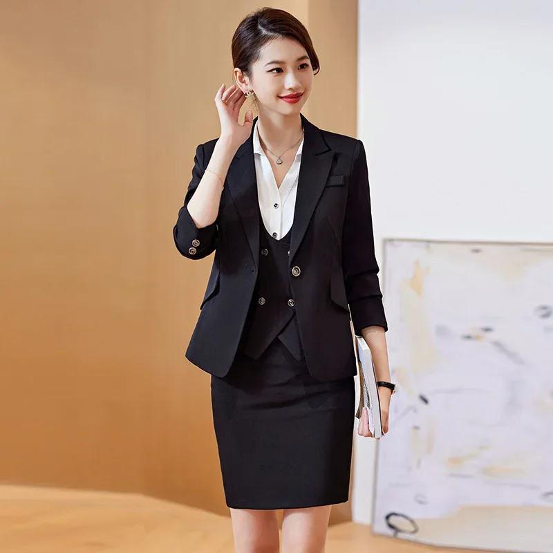 Suit professional suit female temperament goddess Fan white collar manager formal wear hotel front desk gold shop jewelry shop overalls