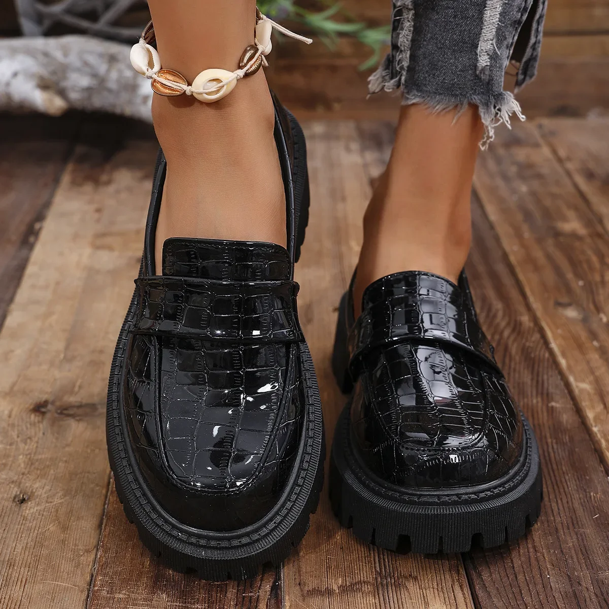 Cross-border plus size British Style Leather Shoes Women's 2024 Autumn New Japanese JK Thick Slip-on French Loafers