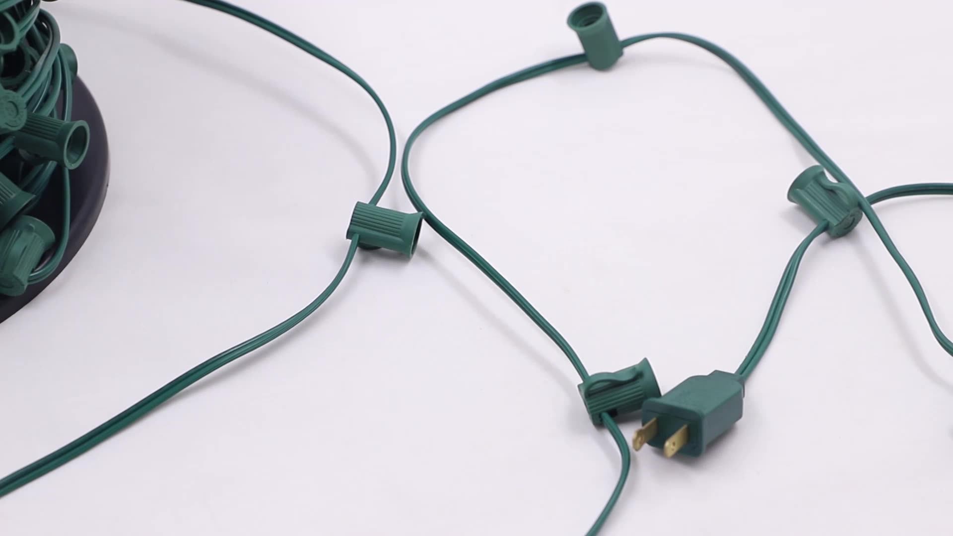 Spt2 18awg Wire 1000ft 1000 Sockets C9 E17 Christmas Light Spool Black