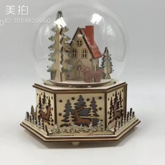 Plywood Laser Cut Light Up Music Box With Christmas Scene Buy Music
