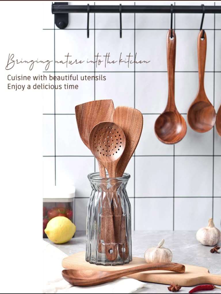 Teak Wood Kitchen Accessories Kitchen Tools Cooking Utensils Reusable