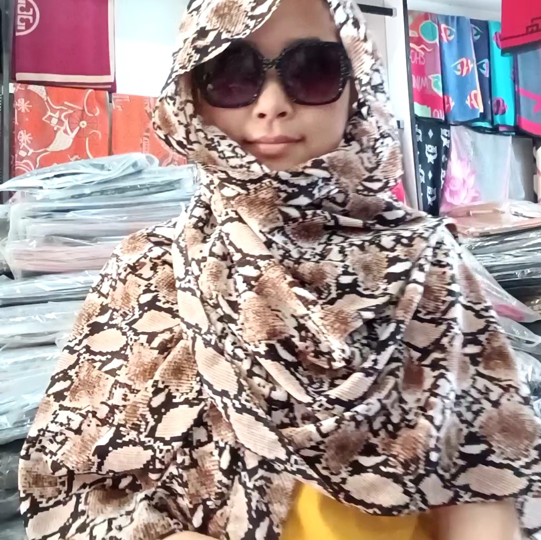 High Quality Luxury Snake Skin Scarf Printed Chiffon Hijab Shawl Muslim