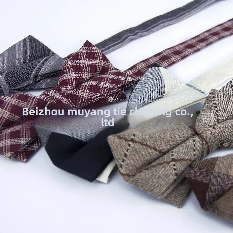Korean style bow tie men's British vintage curry yellow cotton linen artistic men's tie bow tie formal wedding