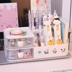 桌面抽屜式收納盒文具整理盒筆筒透明抽屜收納宿舍防塵收納盒子