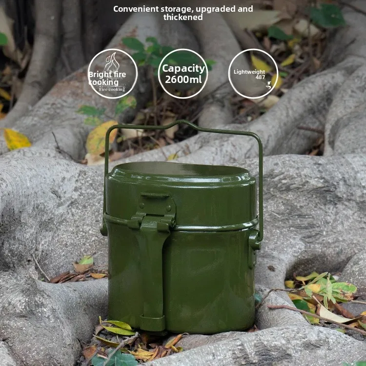 Aluminum German Single Soldier Lunch Box Outdoor Camping Portable Cookware Field 79-Type Multi-Function Hanging Pot German Lunch Box