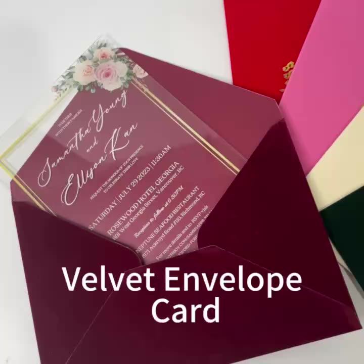 Wholesale Wedding Invitation Card Velvet Envelope Green Heavy Duty