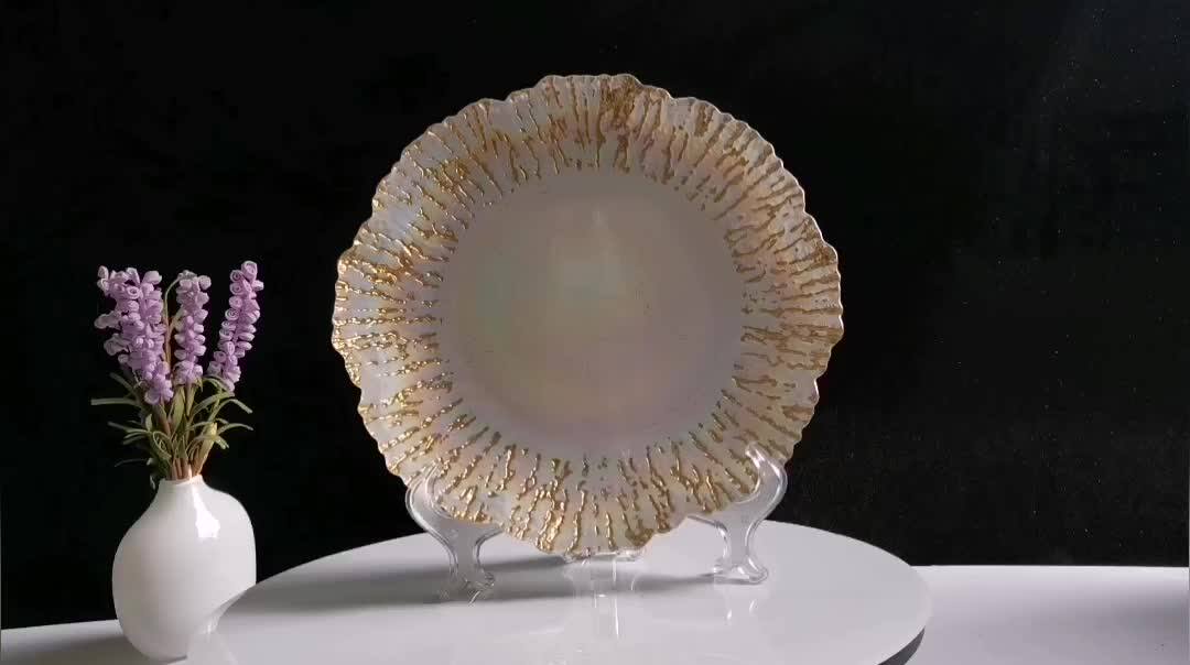 Amazon Hot Sale Colored Charger Plate Glass Set Wedding Decoration