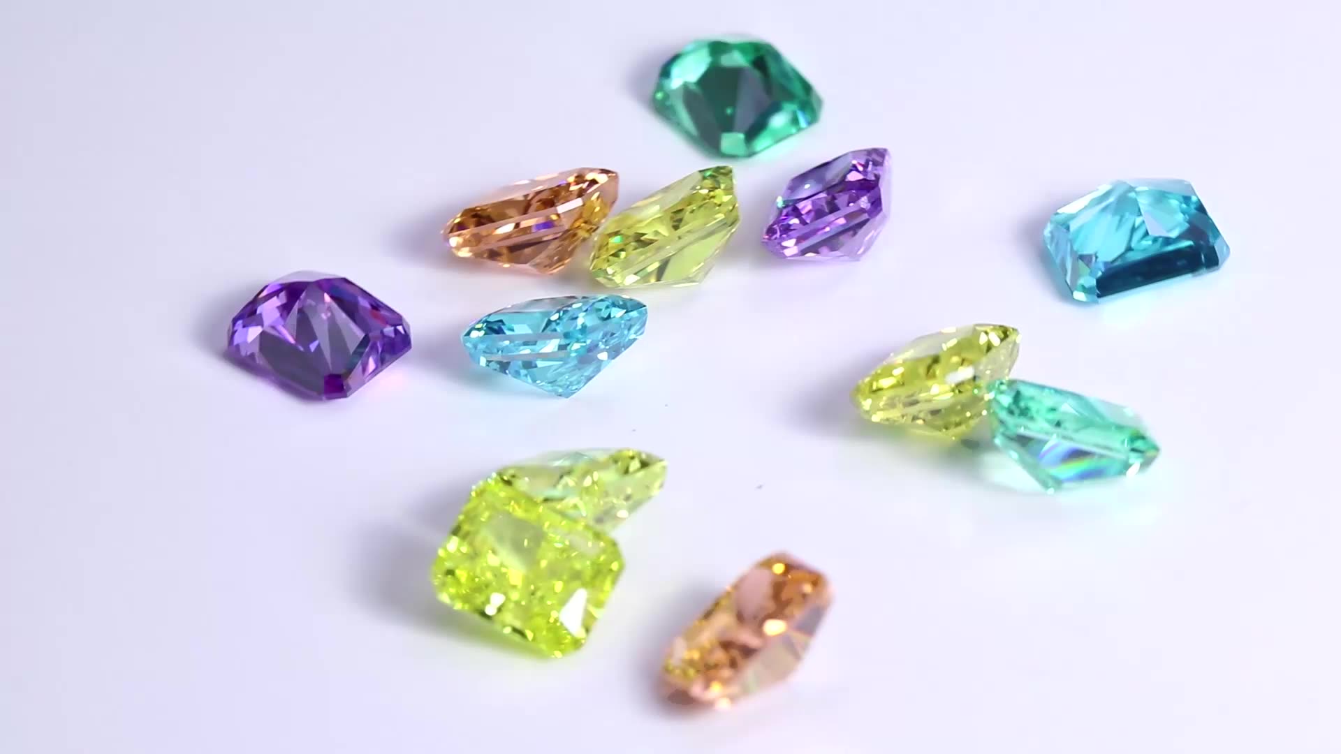 Rectangular Chamfered Crushed Ice Cut Zircon Radiant Cut Paraiba Cubic